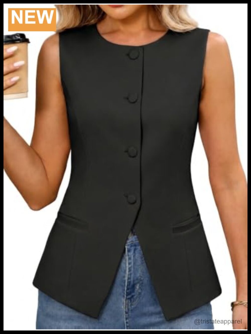 Knit Vest Top Button Down Business Casual Waistcoat Sleeveless